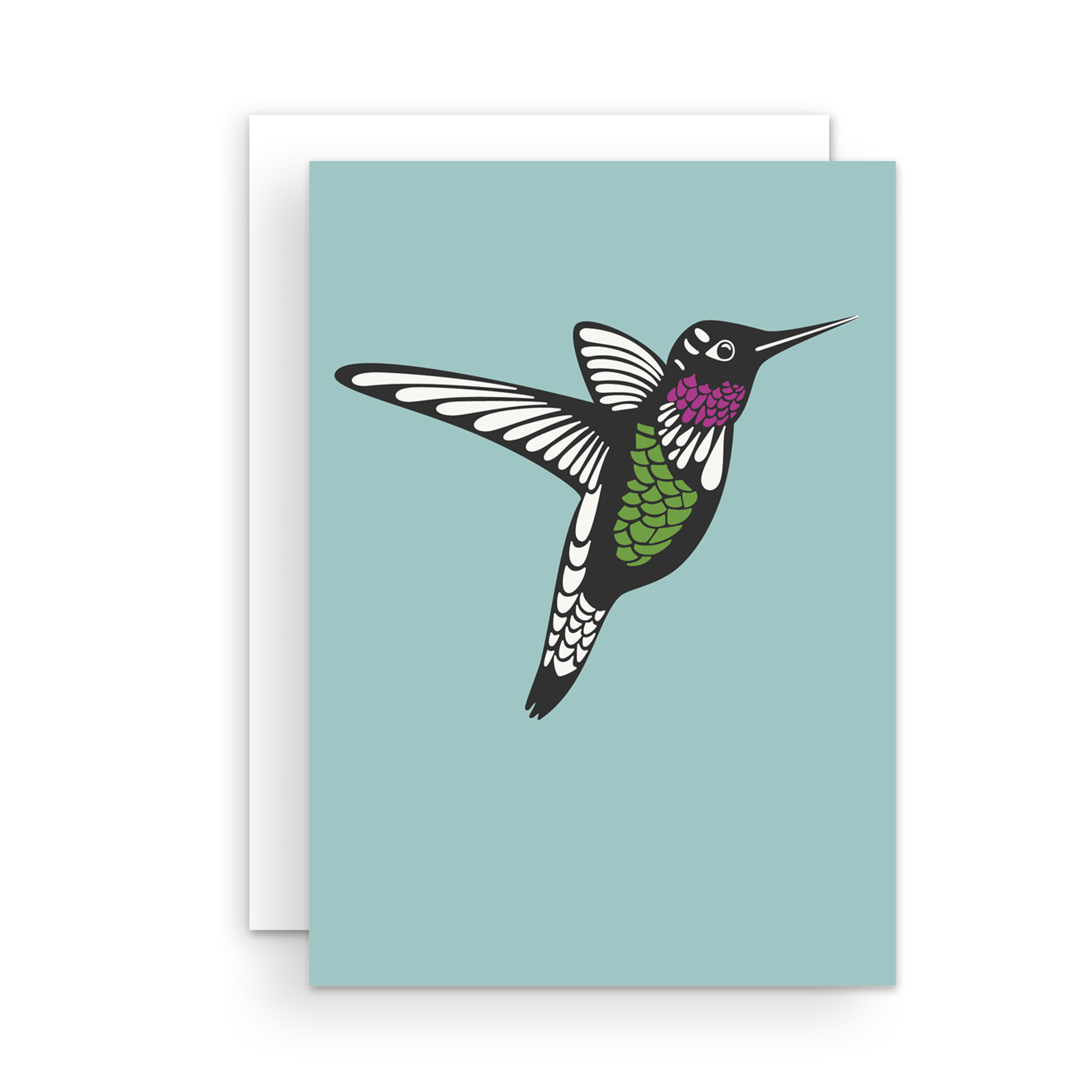 Hummingbird greeting card with illustration of a graceful hummingbird in flight, is perfect for nature lovers. From Vancouver Island artist.